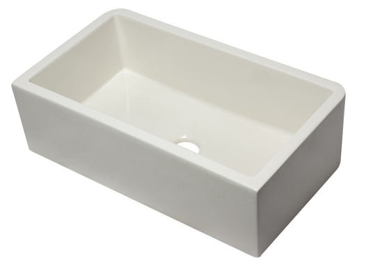 ALFI brand AB3318SB-B 33" Biscuit Smooth Apron Solid Thick Wall Fireclay Single Bowl Farm Sink