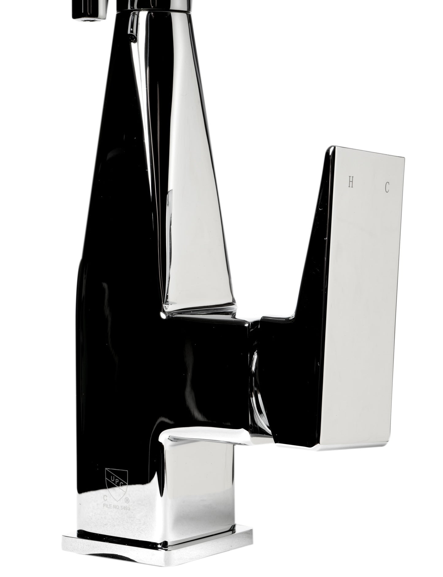 ALFI brand ABKF3023-PC Polished Chrome Square Kitchen Faucet with Black Rubber Stem