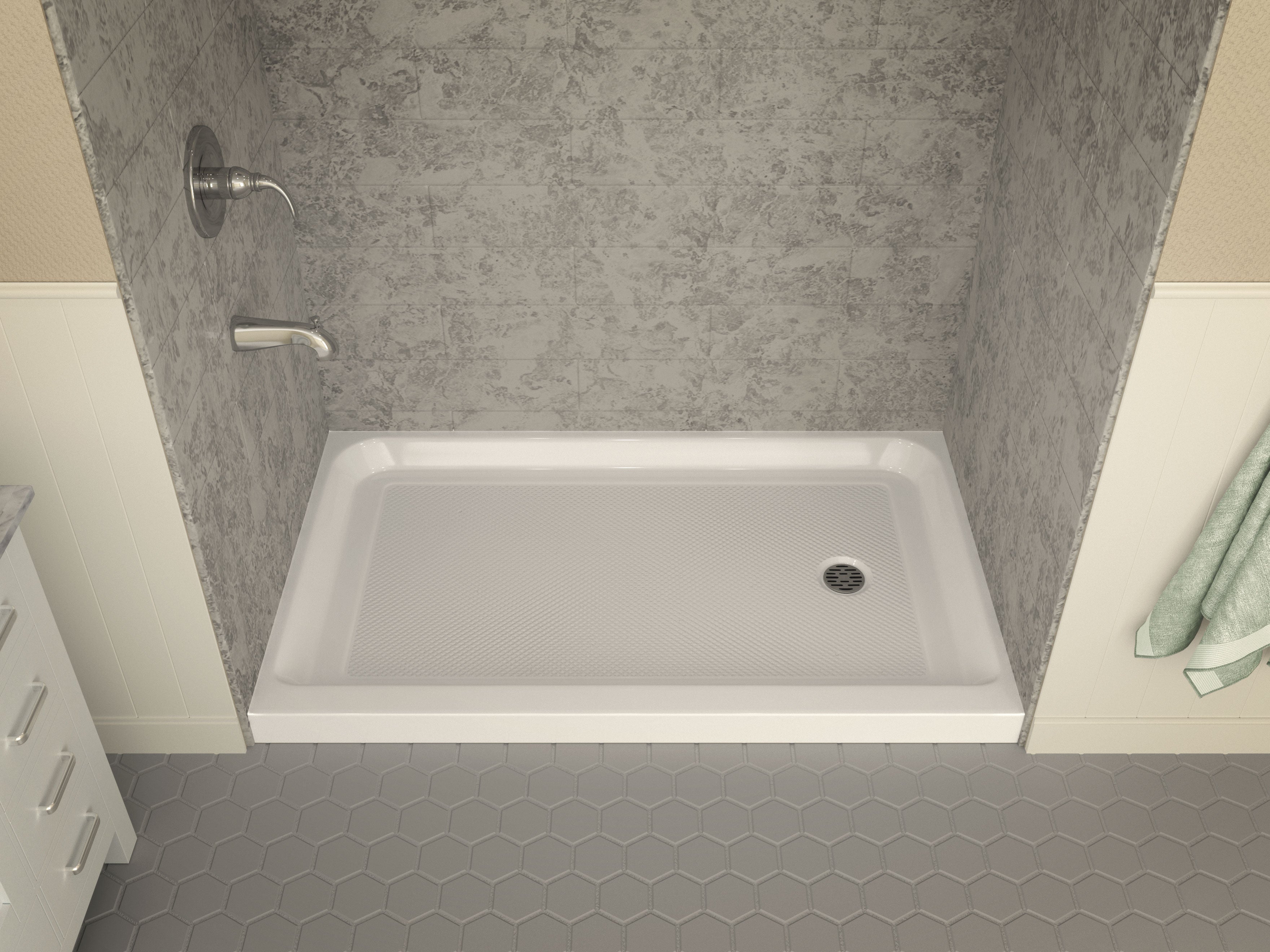 Tier 36 x 60 in. Center Drain Single Threshold Shower Base