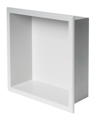 ALFI brand ABNC1212-W 12" x 12" White Matte Stainless Steel Square Single Shelf Bath Shower Niche