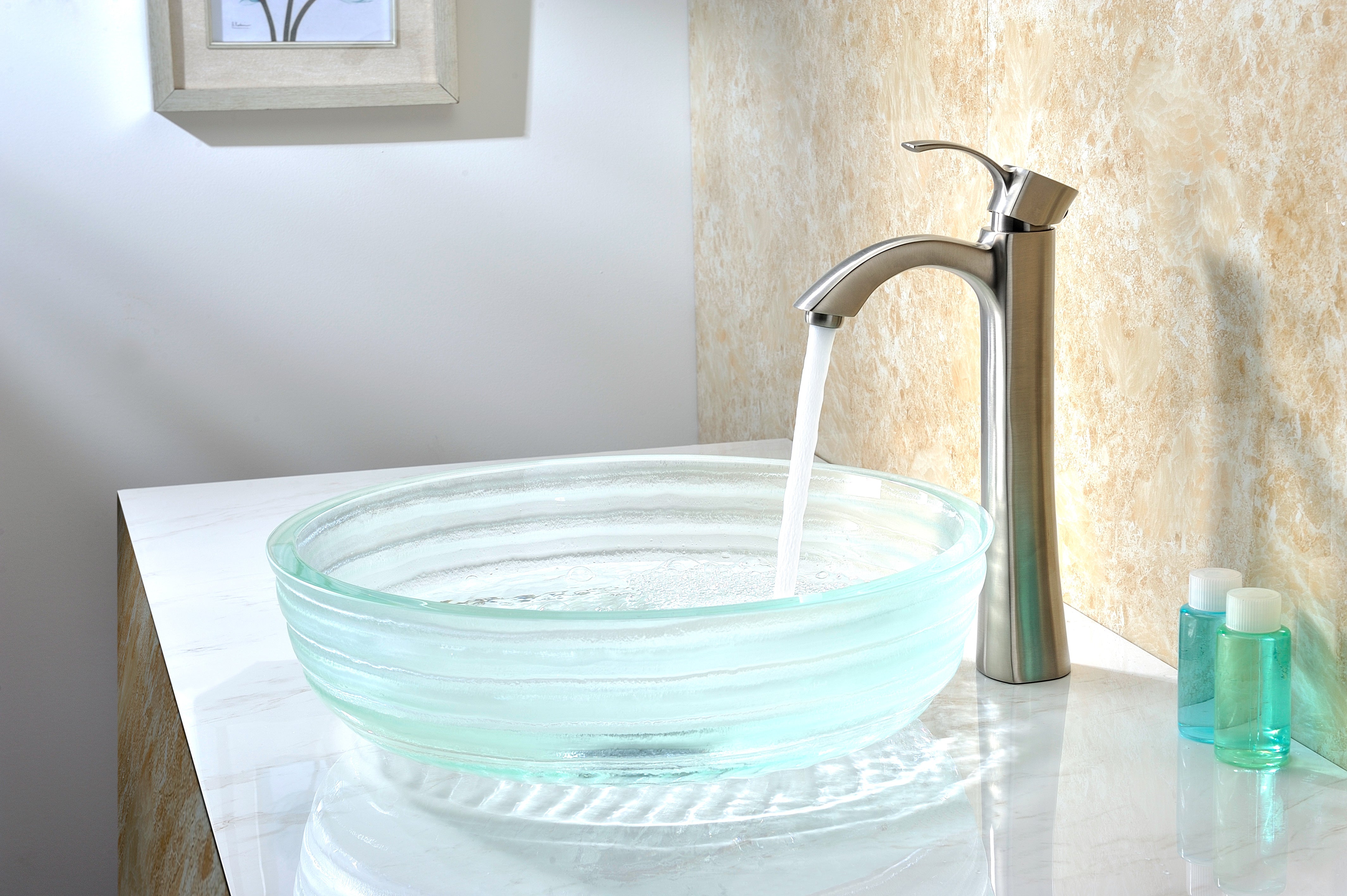 Canta Series Deco-Glass Vessel Sink in Lustrous Translucent Crystal
