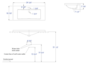 EAGO BH002 White Ceramic 40"x19" Rectangular Drop In Sink