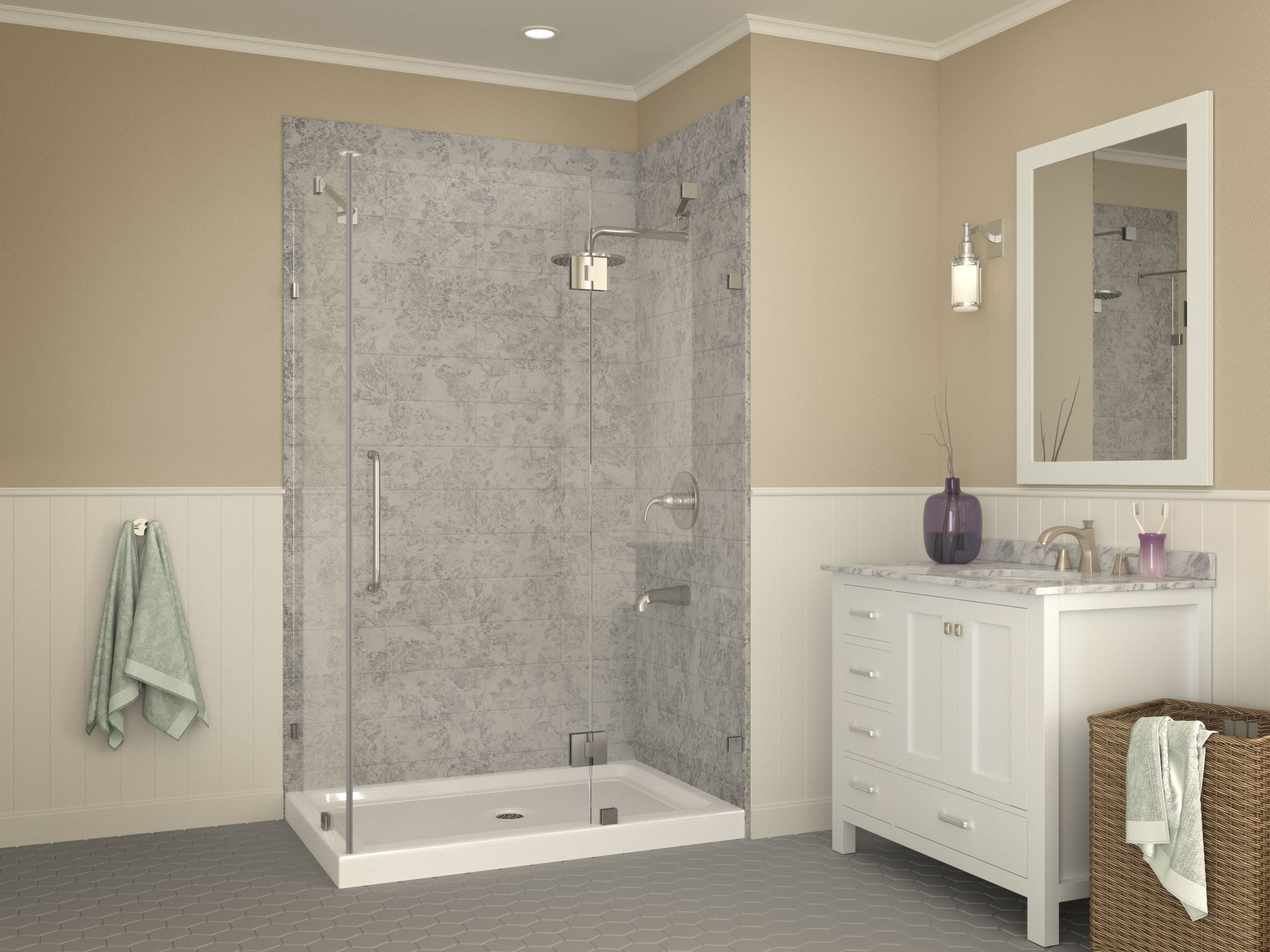 Port 36 x 48  in. Double Threshold Shower Base in White