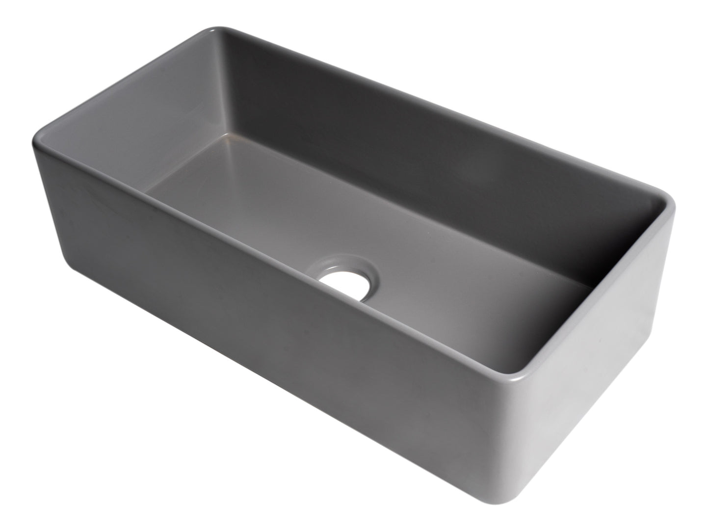 ALFI brand ABF3618-GM Gray Matte Smooth Apron 36" x 18" Single Bowl Fireclay Farm Sink