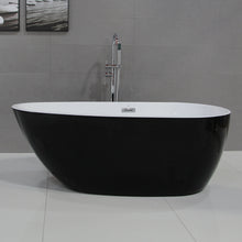 Load image into Gallery viewer, ALFI brand AB8862 59 inch Black &amp; White Oval Acrylic Free Standing Soaking Bathtub