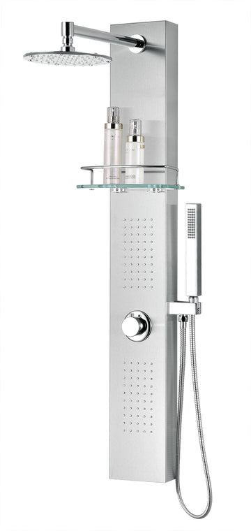 Coastal 44 in. Full Body Shower Panel with Heavy Rain Shower and Spray Wand in Brushed Steel