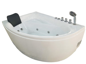 EAGO AM161-R  5' Single Person Corner White Acrylic Whirlpool Bath Tub - Drain on Right