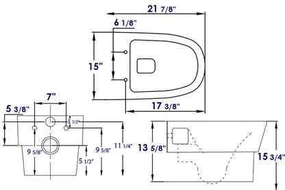 EAGO WD332 Round Modern Wall Mount Dual Flush Toilet Bowl