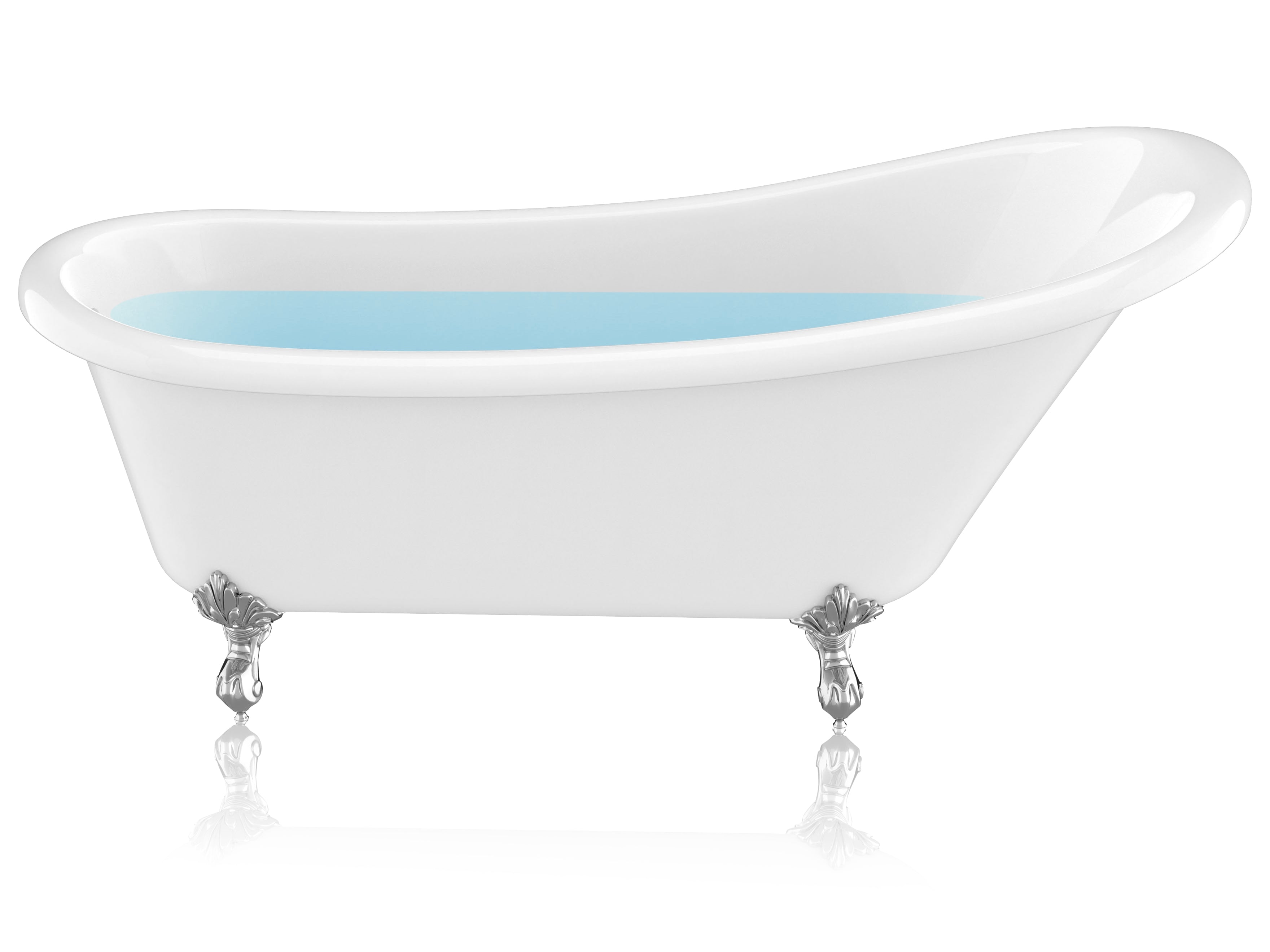 67.32” Diamante Slipper-Style Acrylic Claw Foot Tub in White