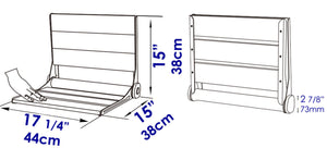 ALFI brand ABS17-BM Black Matte 17" Wide Foldable Teak Shower Seat with Backrest