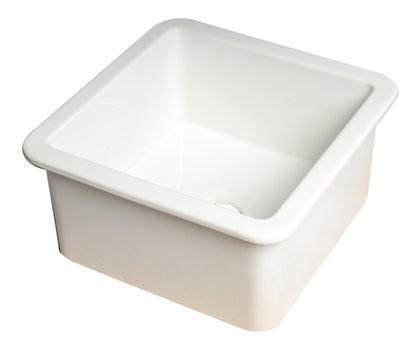 ALFI brand ABF1818S-W White Square 18" x 18" Undermount / Drop In Fireclay Prep Sink