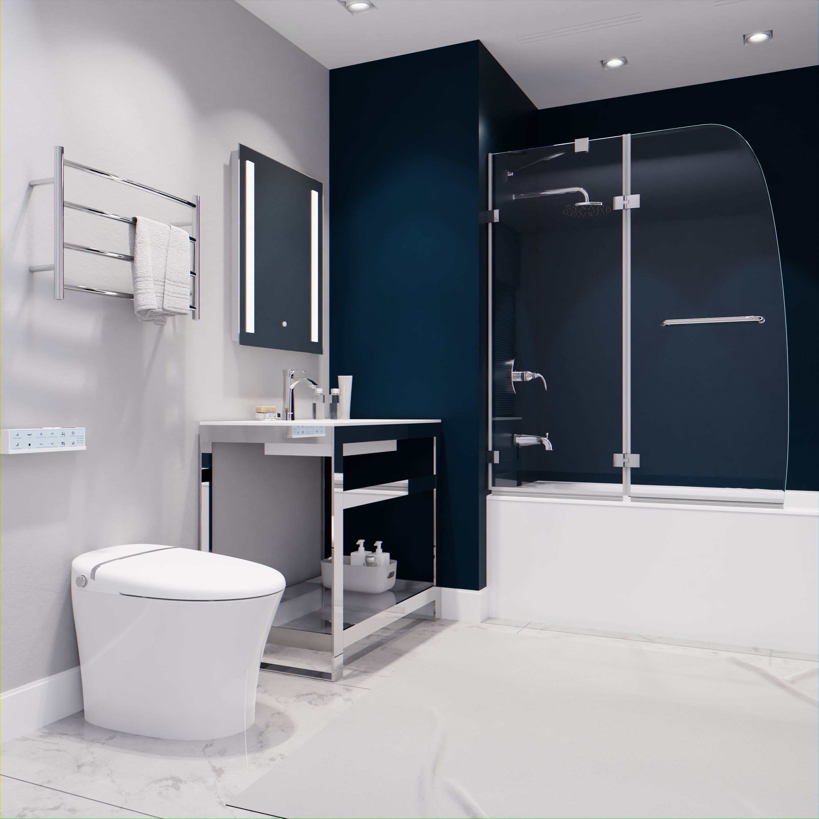 Herald Series 48 in. by 58 in. Frameless Hinged tub door
