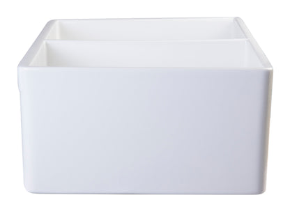 ALFI brand AB537-W White 32" Fluted Apron Double Bowl Fireclay Farmhouse Kitchen Sink