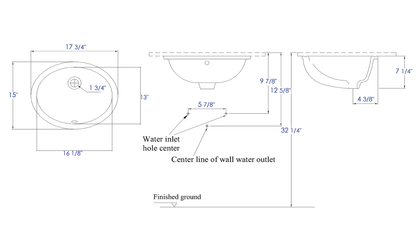 EAGO BC224 White Ceramic 18"x15" Undermount Oval Bathroom Sink