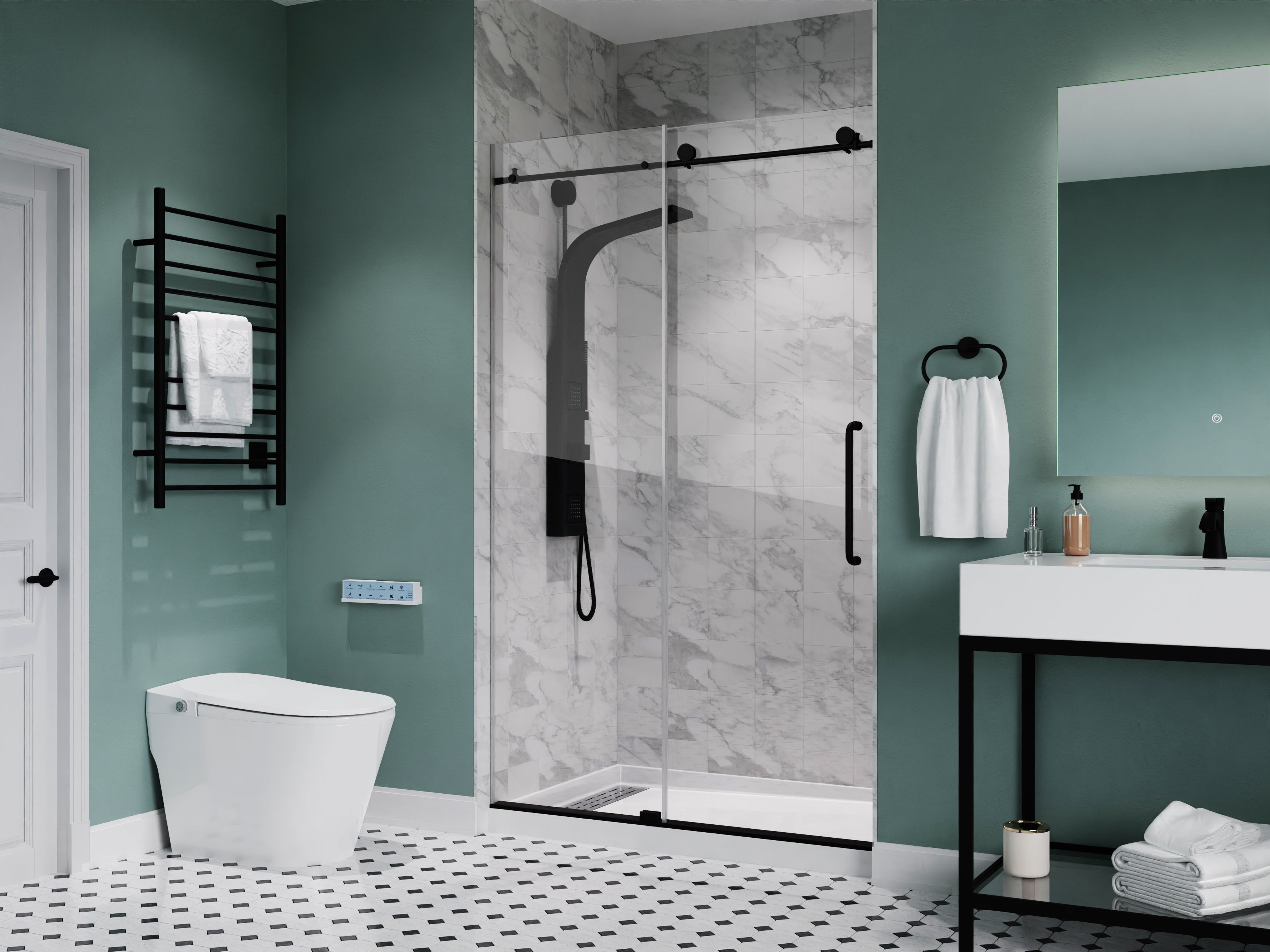 ALEXANDER 48 in. x 32 in. Center Drain Shower Base