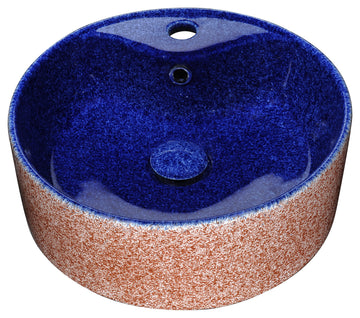 Regal Crown Series Ceramic Vessel Sink in Royal Blue Finish