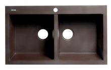 Load image into Gallery viewer, ALFI brand AB3420DI-C Chocolate 34&quot; Drop-In Double Bowl Granite Composite Kitchen Sink