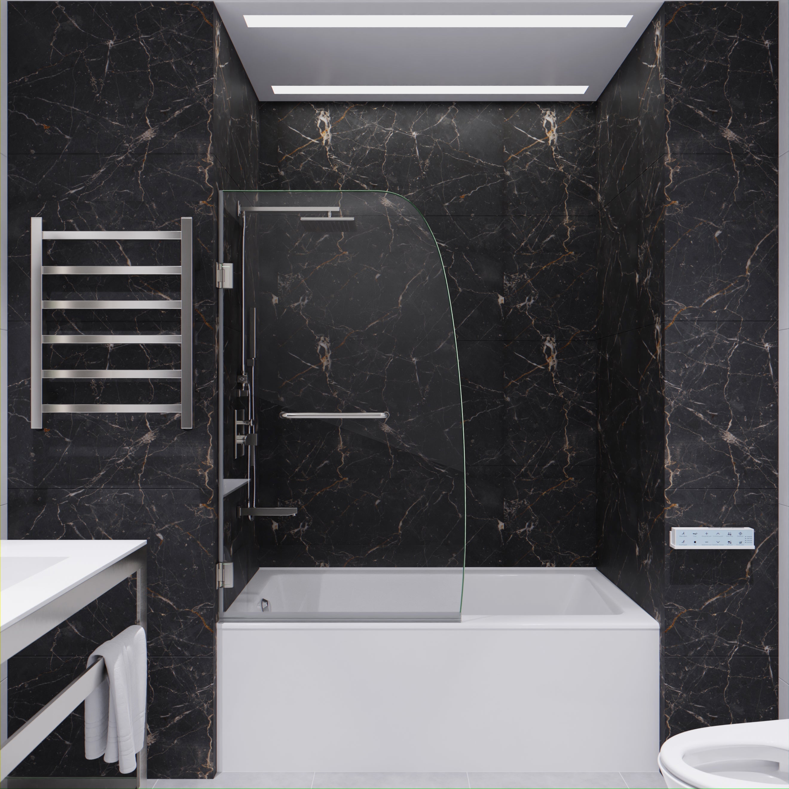 Grand Series 34 in. by 58 in. Frameless Hinged Tub Door