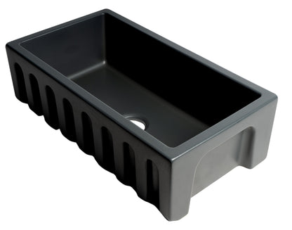 ALFI brand AB3318HS-BM 33" Black Matte Reversible Smooth / Fluted Single Bowl Fireclay Farm Sink