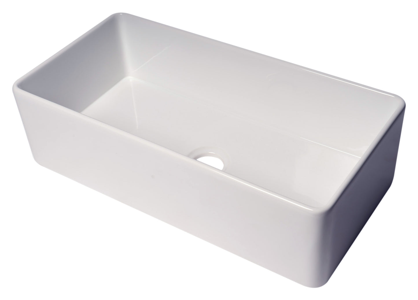 ALFI brand ABF3618 36" White Thin Wall Single Bowl Smooth Apron Fireclay Kitchen Farm Sink