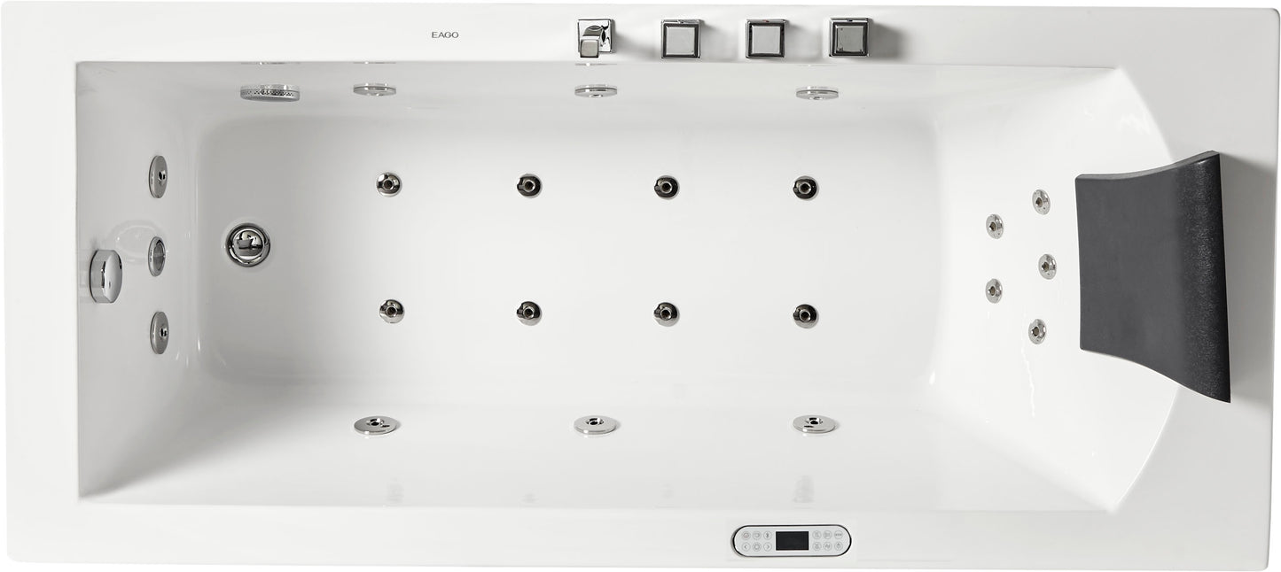 EAGO AM154ETL-L6 6 ft Acrylic White Rectangular Whirlpool Bathtub w Fixtures