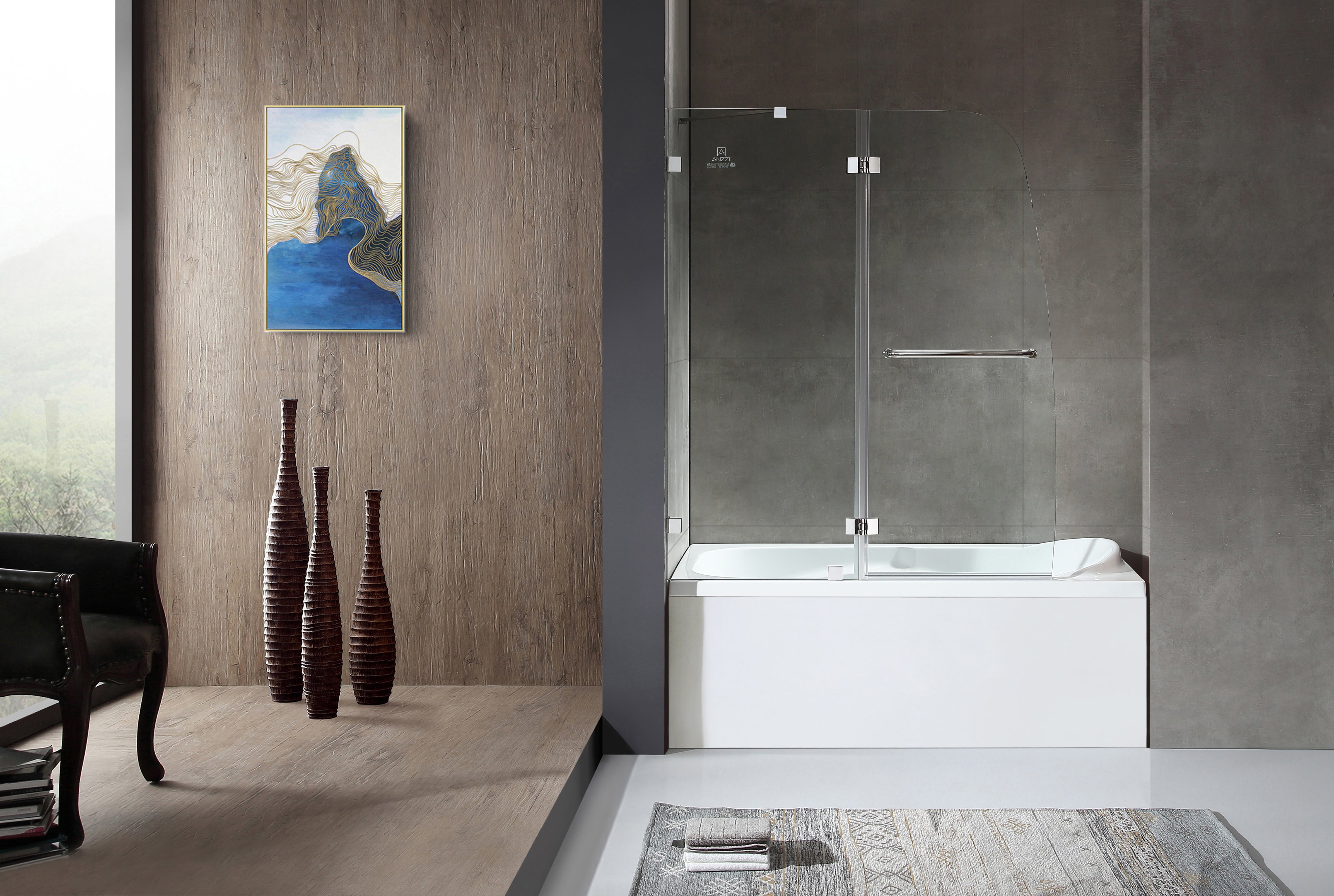 Pacific Series 48 in. by 58 in. Frameless Hinged Tub Door