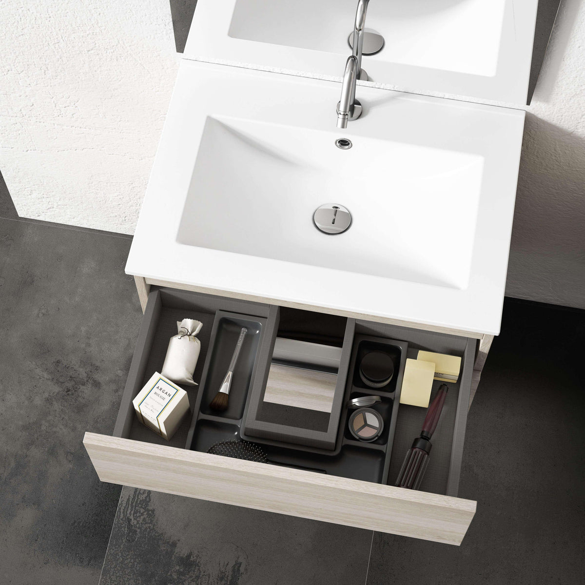 Lucena Bath Scala 24" single sink Vanity in Abedul, White or Tera. - The Bath Vanities