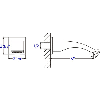 ALFI brand AB3301-BN Brushed Nickel Curved Wallmounted Tub Filler Bathroom Spout