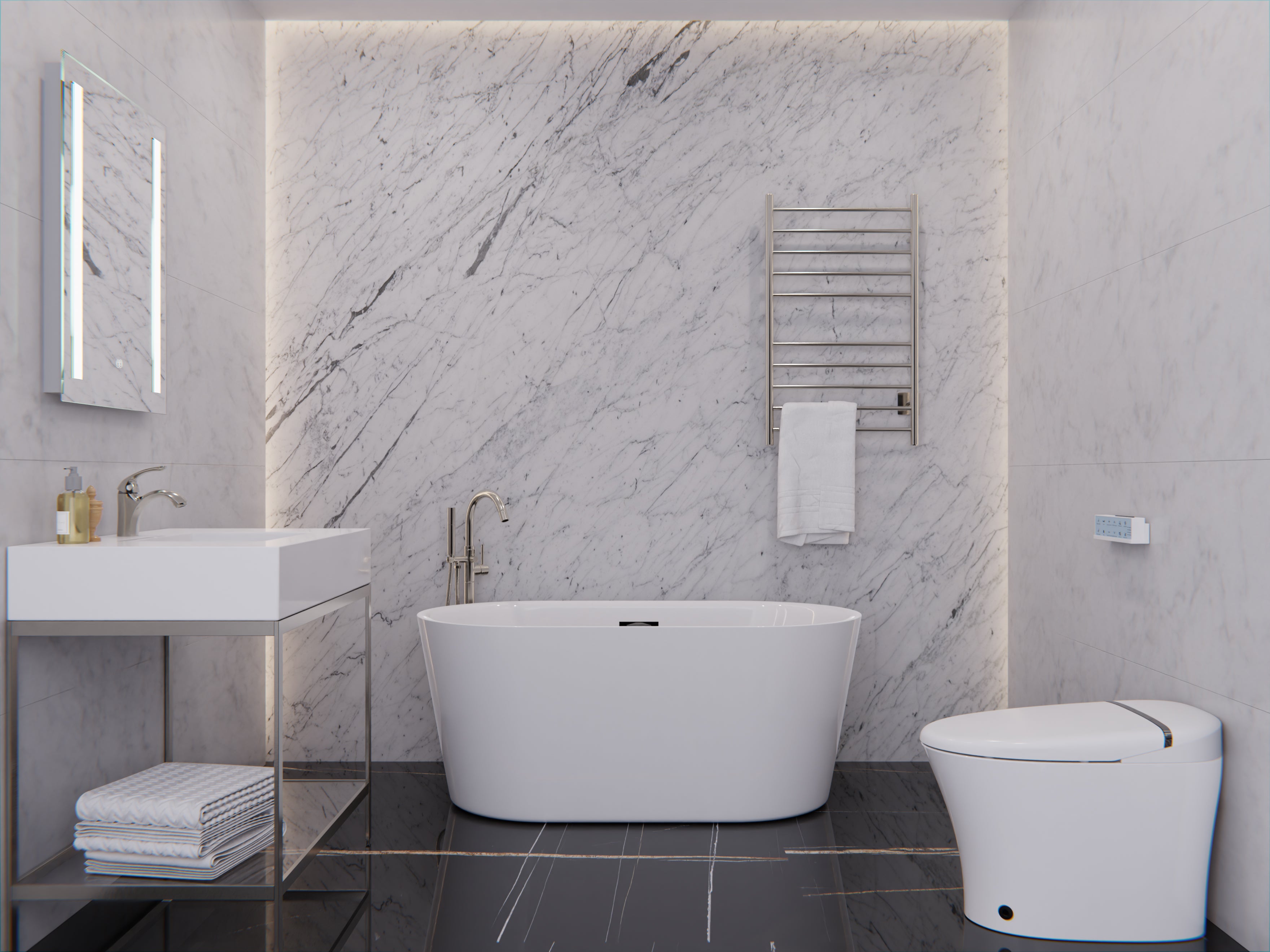 Chand 55 in. Acrylic Flatbottom Freestanding Bathtub in White