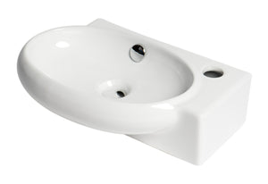 ALFI brand ABC117 White 17" Small Wall Mounted Ceramic Sink with Faucet Hole