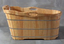 Load image into Gallery viewer, ALFI brand AB1187 57&quot; Free Standing Rubber Wooden Soaking Bathtub with Headrest