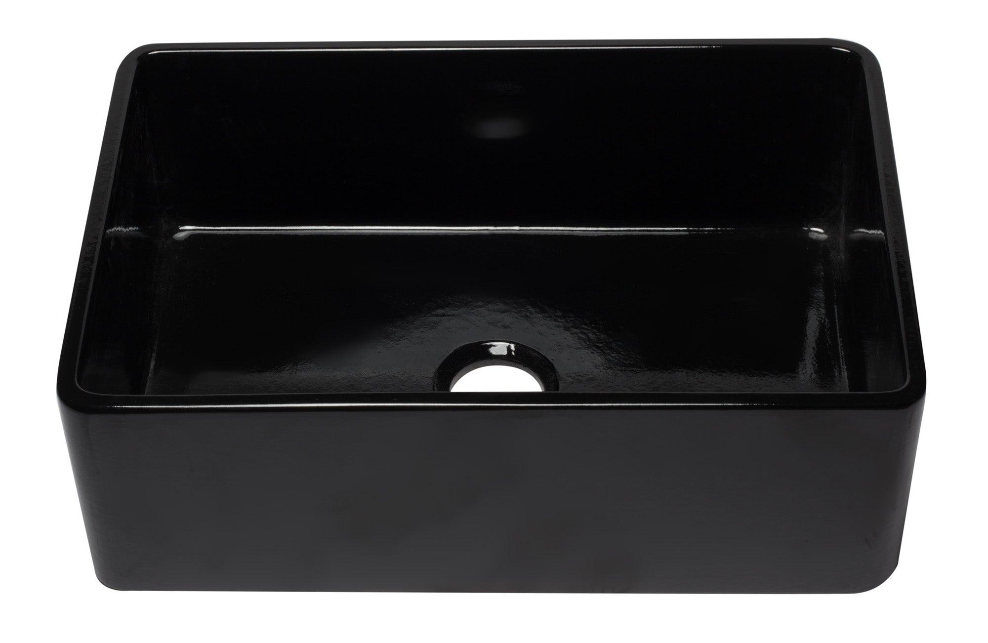 ALFI brand AB3020SB-BG 30 inch Black Reversible Single Fireclay Farmhouse Kitchen Sink