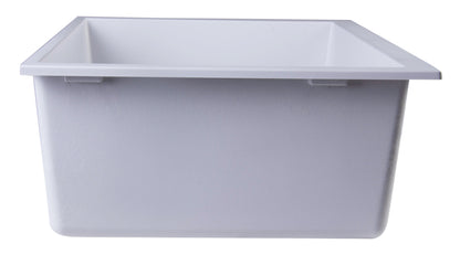 ALFI brand AB3020UM-W White 30" Undermount Single Bowl Granite Composite Kitchen Sink