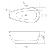 Load image into Gallery viewer, ALFI brand AB8862 59 inch Black &amp; White Oval Acrylic Free Standing Soaking Bathtub