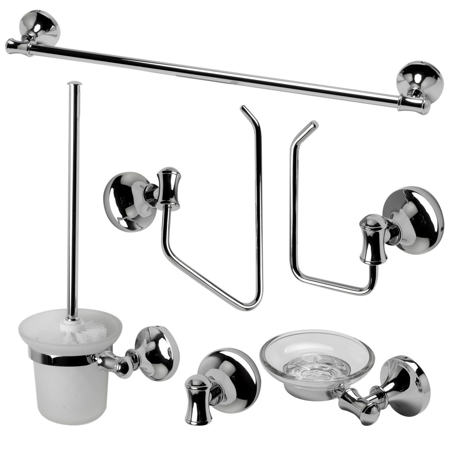 ALFI brand AB9521-PC Polished Chrome 6 Piece Matching Bathroom Accessory Set