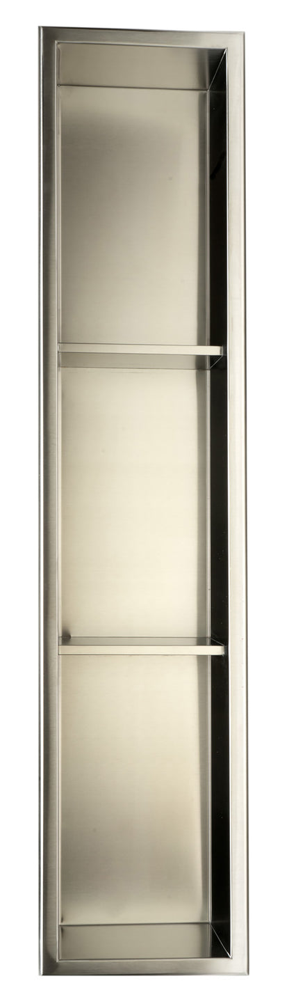 ALFI brand ABN0836-BSS 8 x 36 Brushed Stainless Steel Vertical Triple Shelf Bath Shower Niche