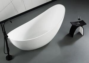 ALFI brand ABST77BM Black Matte Arched Solid Surface Resin Bathroom / Shower Stool