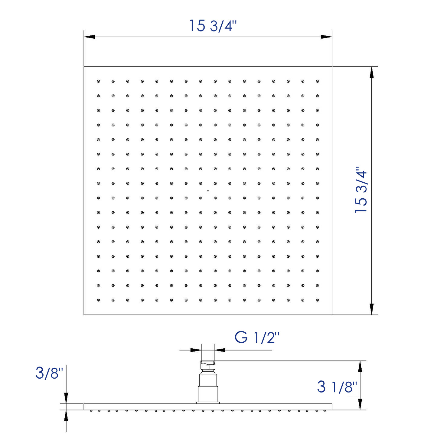 ALFI brand LED16S-BN Brushed Nickel 16" Square Multi Color LED Rain Shower Head