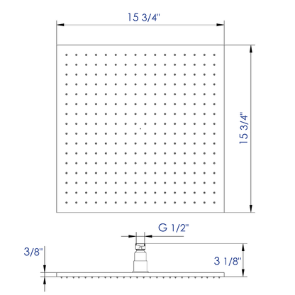 ALFI brand LED16S-BN Brushed Nickel 16" Square Multi Color LED Rain Shower Head