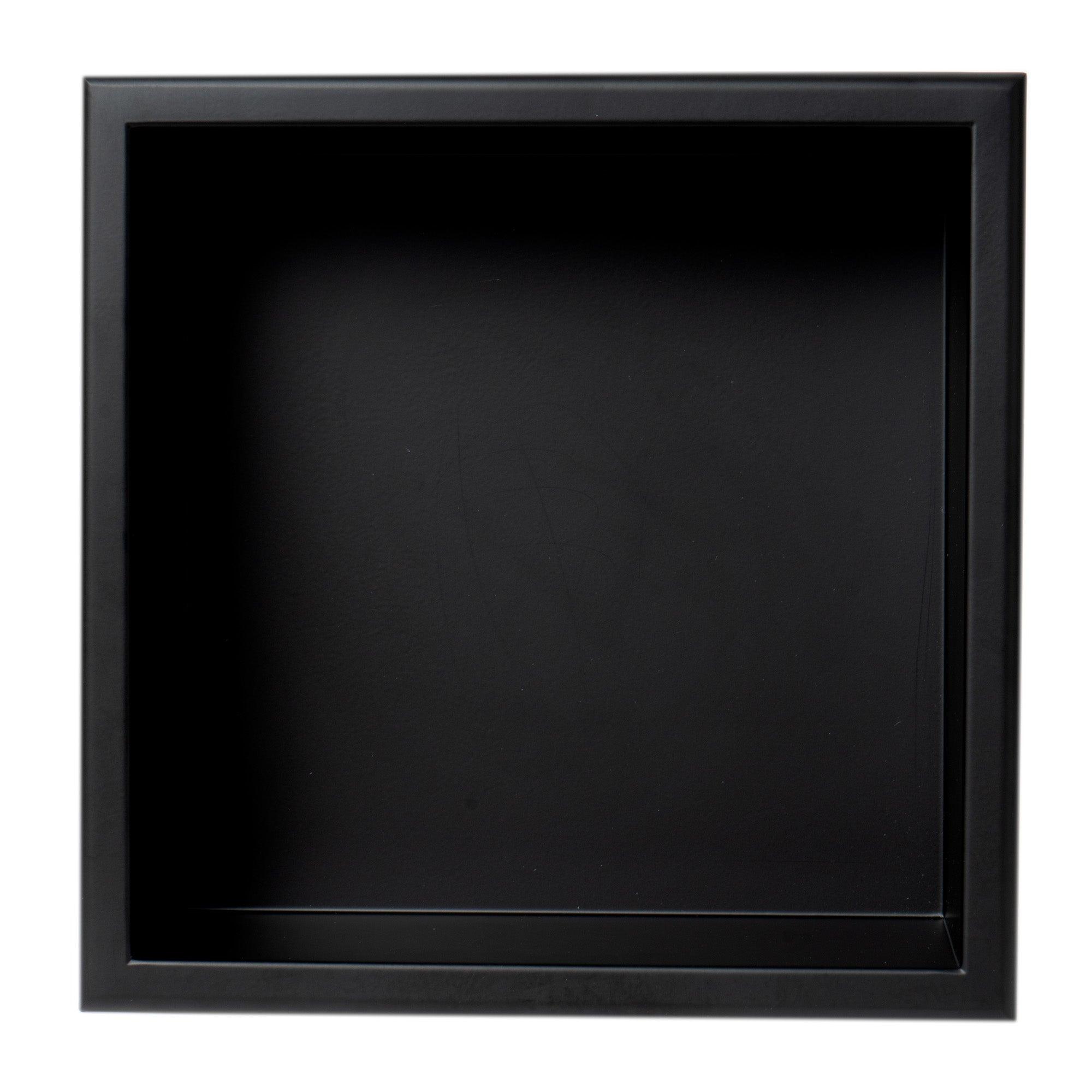 ALFI brand ABNC1212-BLA 12" x 12" Black Matte Stainless Steel Square Single Shelf Bath Shower Niche