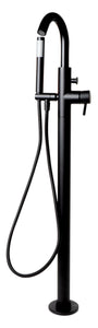 ALFI brand AB2534-BM Black Matte Single Lever Floor Mounted Tub Filler Mixer w Hand Held Shower Head
