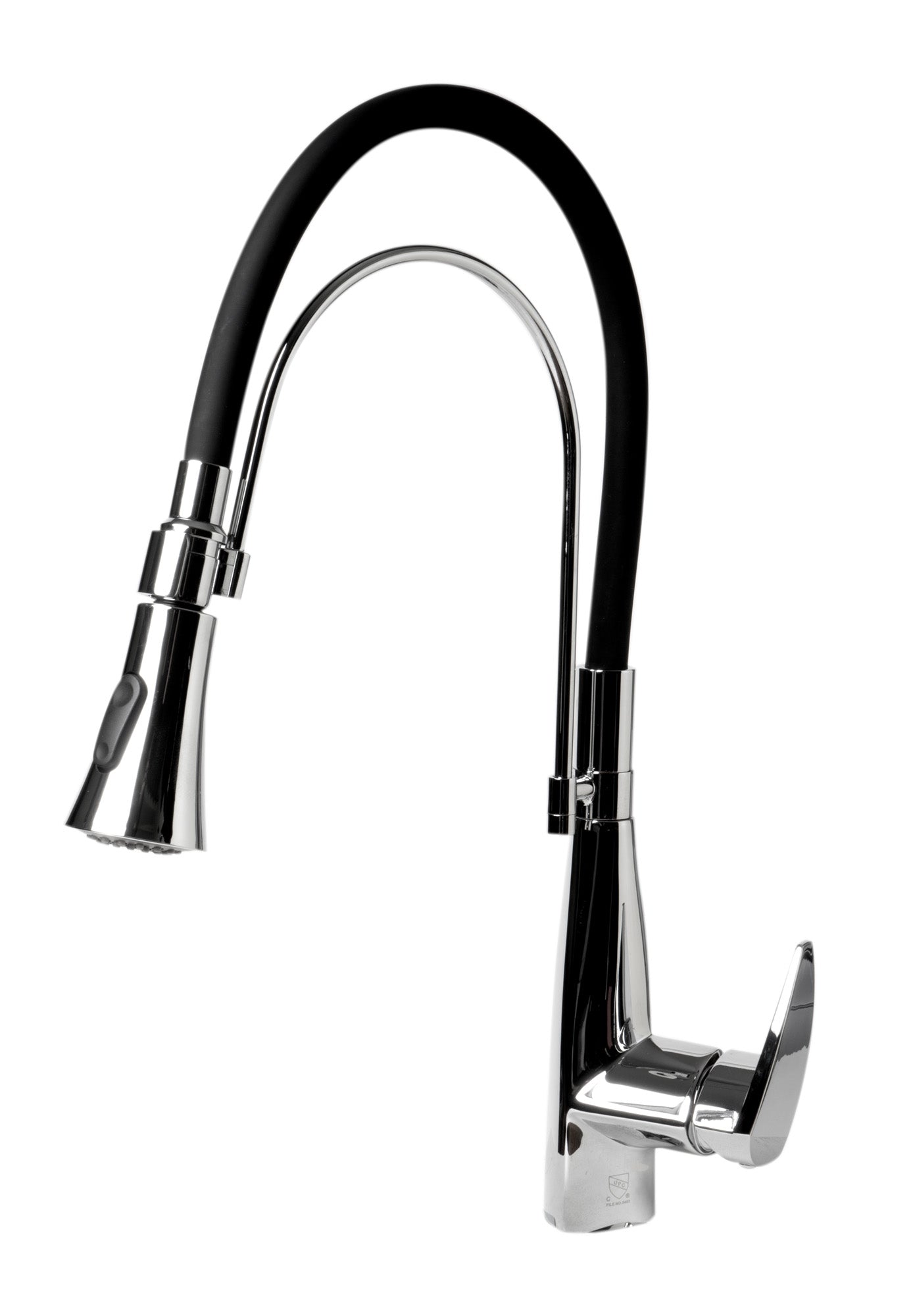 ALFI brand ABKF3001-PC Polished Chrome Kitchen Faucet with Black Rubber Stem