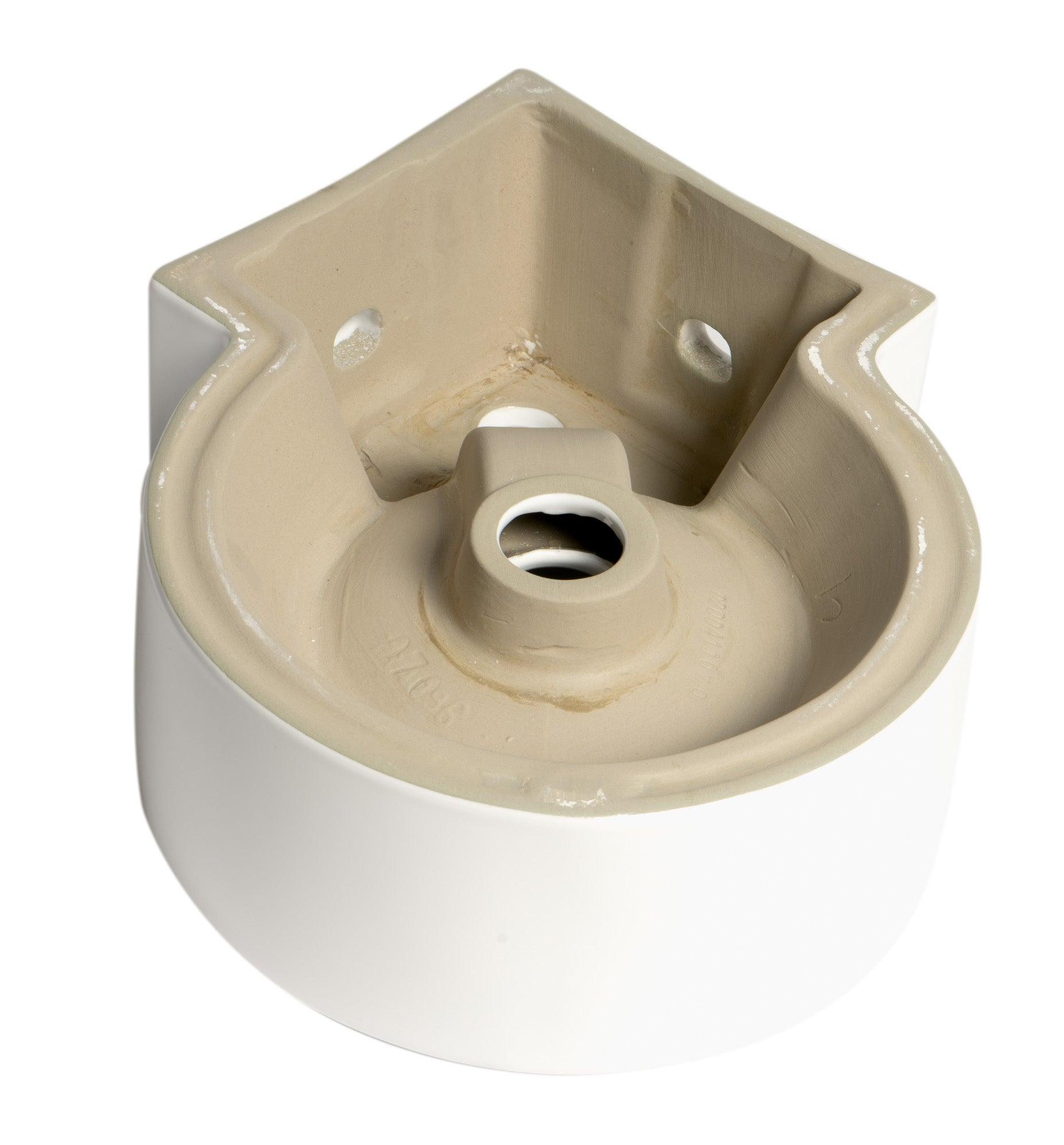 ALFI brand ABC121 White 17" Tiny Corner Wall Mounted Ceramic Sink with Faucet Hole