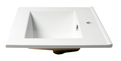 ALFI brand ABC803 White 25" Rectangular Drop In Ceramic Sink with Faucet Hole