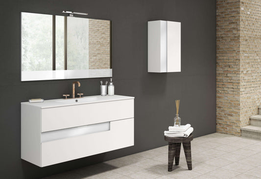 Lucena Bath Vision 24" Contemporary Wood single sink Vanity in White & White handle / Abedul & Tortora / Canela & Black / White & Black / White & Grey / Grey & White - The Bath Vanities