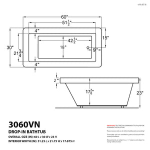 Atlantis Whirlpools Venetian 30 x 60 Rectangular Air Jetted Bathtub