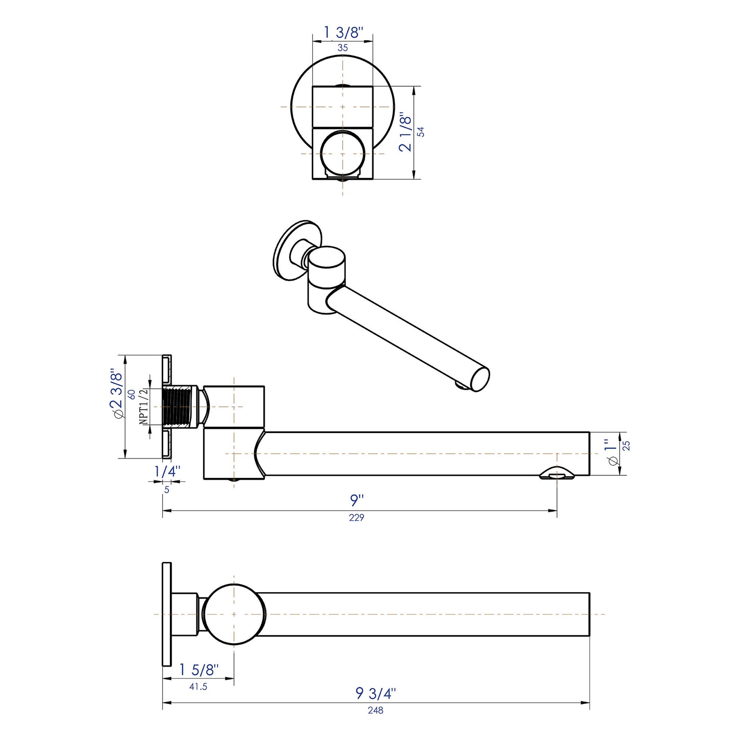 ALFI brand AB6601-BN Brushed Nickel Round Foldable Tub Spout