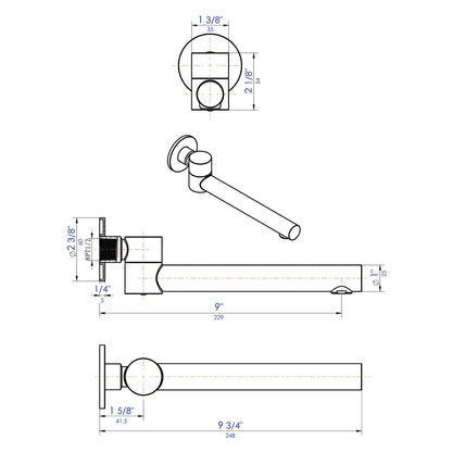 ALFI brand AB6601-BN Brushed Nickel Round Foldable Tub Spout