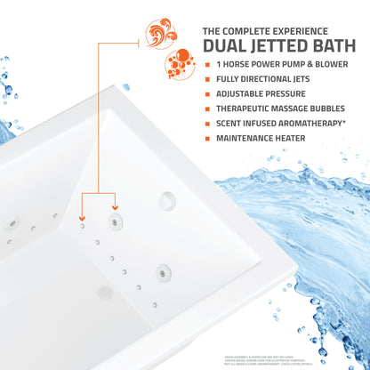 Polaris 36 x 72 Air & Whirlpool Jetted Bathtub – Acrylic, Drop-In Design, Dual Therapy