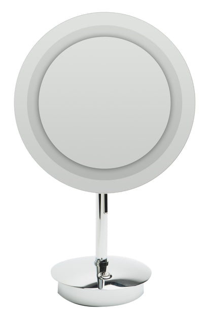 ALFI brand ABM9FLED-PC Polished Chrome Tabletop Round 9" 5x Magnifying Cosmetic Mirror with Light